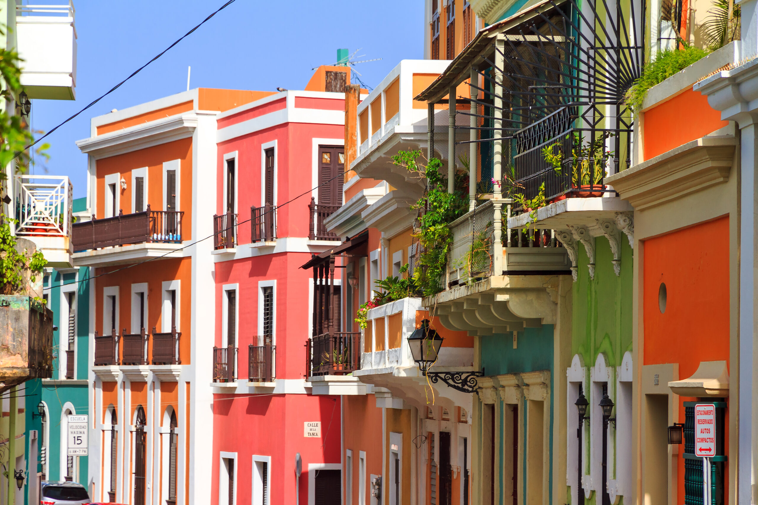 Vibrant houses San Juan Beautiful typical traditional vibrant street in San Juan, Puerto Rico